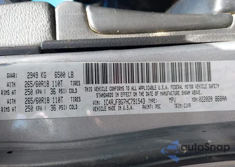 2017 Jeep Grand Cherokee Limited 4X4 z USA, uszkodzony, nr VIN 1C4RJFBG7HC791543